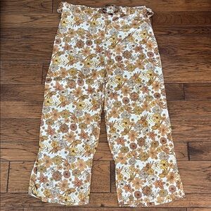 Rachel Zoe Floral Wide-Leg Pants - Brown and Yellow